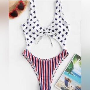 Zaful Red White and Blue Stars and Stripes One Piece Bathing Suit. NWT